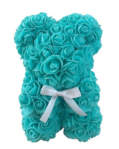 Tiffany-Blue Rose Bear 9" With Bear Box