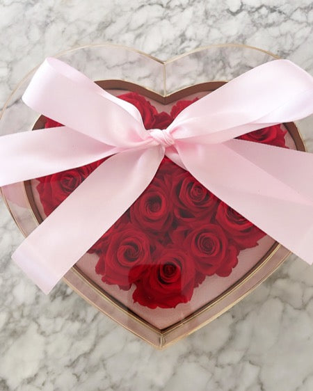 Beloved Pink Heart Box (Red or Porcelain Forever Roses)