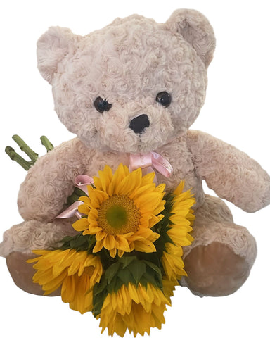 Bear & Fresh Sunflowers