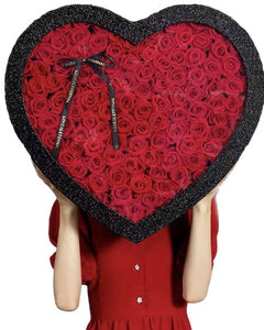 Big forever rose heart box Los Angeles red roses Valentine's Day LA 2024