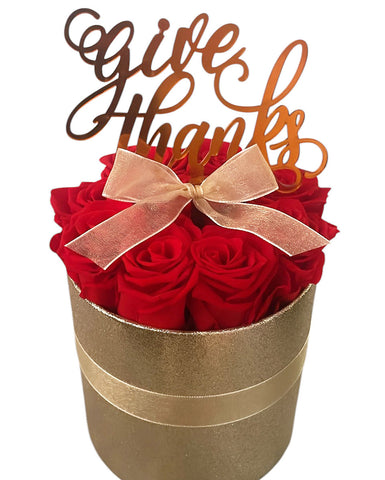 Give Thanks Forever Rose Holiday Bouquet Box  (3 Sizes)